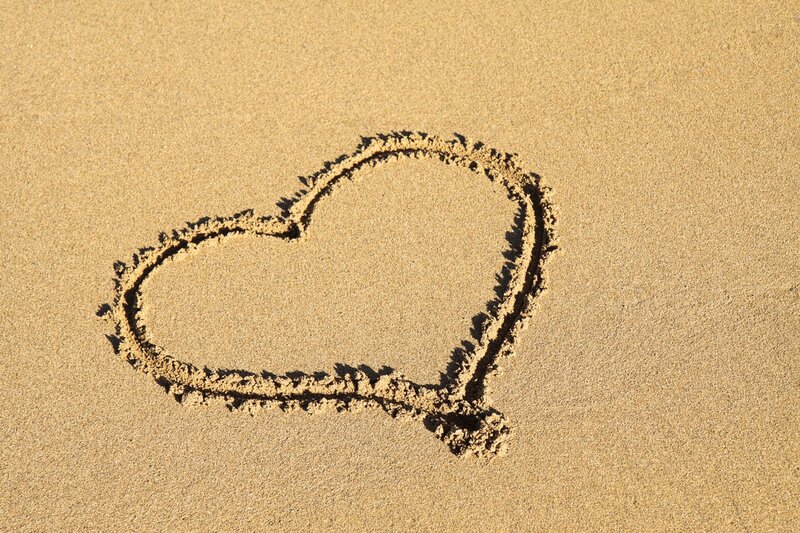 Heart Drawn in Sand — Beige, Serene, Afternoon