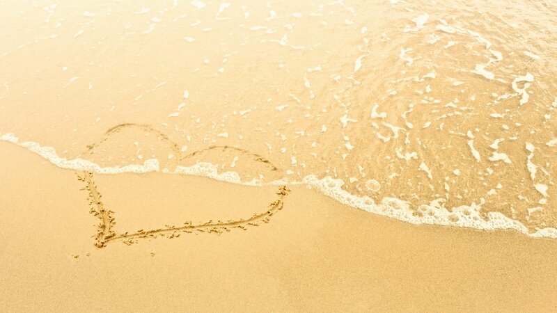 Heart Drawn in Sand — Beige, Serene, Photograph