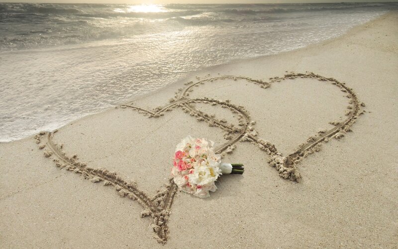 Heart Drawn in Sand — Beige, Serene