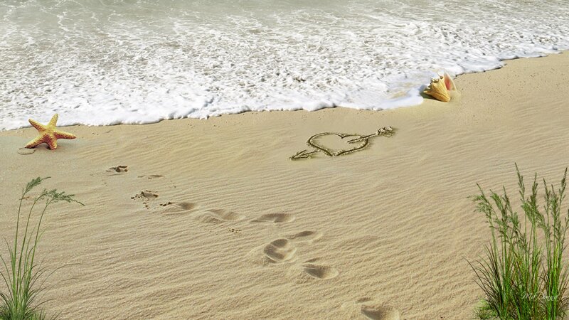 Heart Drawn in Sand — Beige