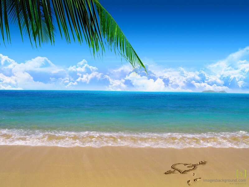 Heart Drawn in Sand — Blue, Serene