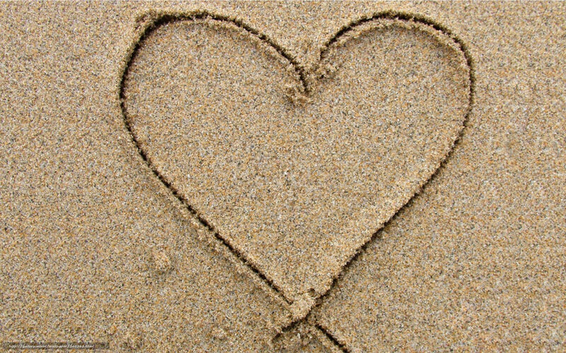 Heart Drawn in Sand — Brown, Calm, Photograph