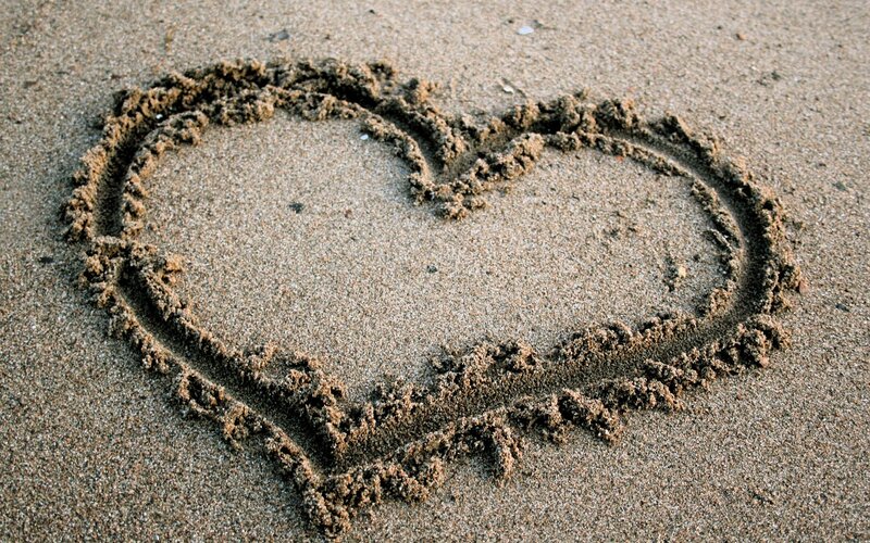 Heart Drawn in Sand — Brown, Calm