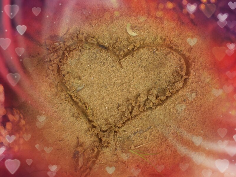 Heart Drawn in Sand — Brown, Romantic