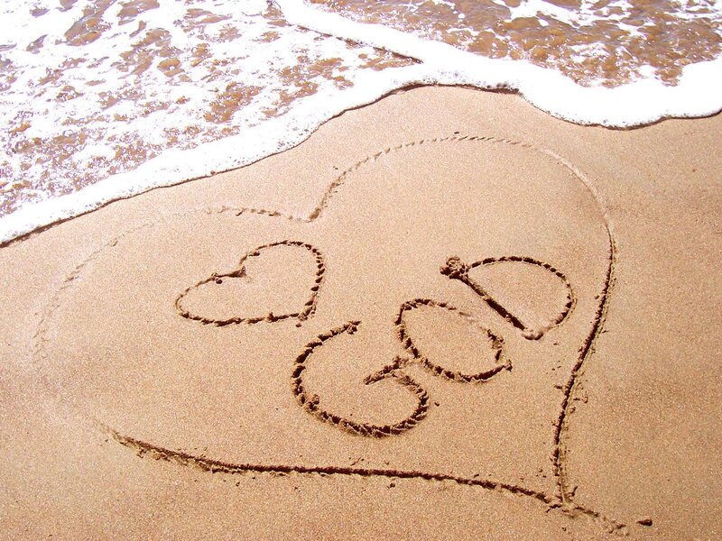 Heart Drawn in Sand — Brown, Serene, Afternoon, Photograph, Beach