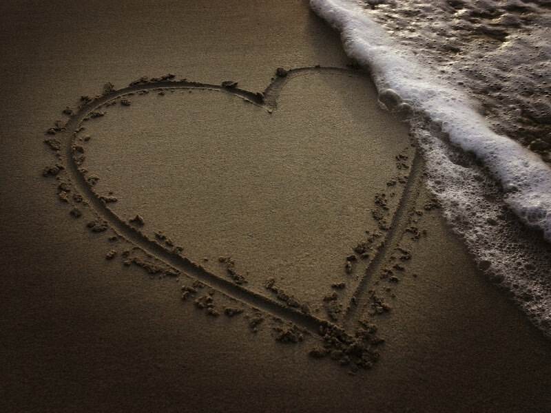 Heart Drawn in Sand — Brown, Serene