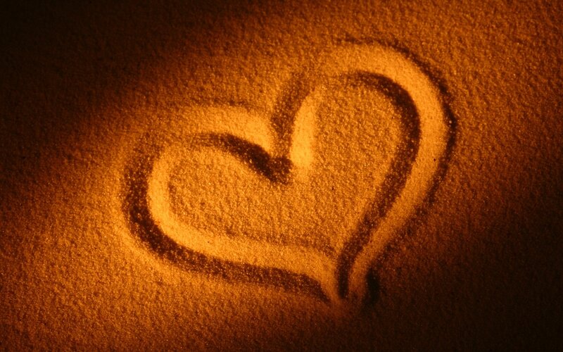 Heart Drawn in Sand — Brown, Warm