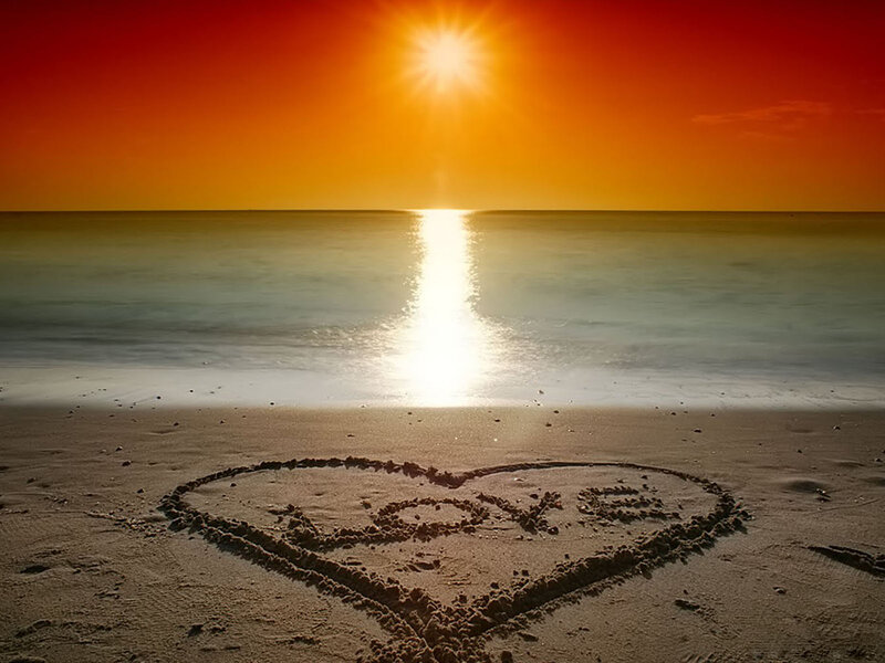 Heart Drawn in Sand — Orange, Serene
