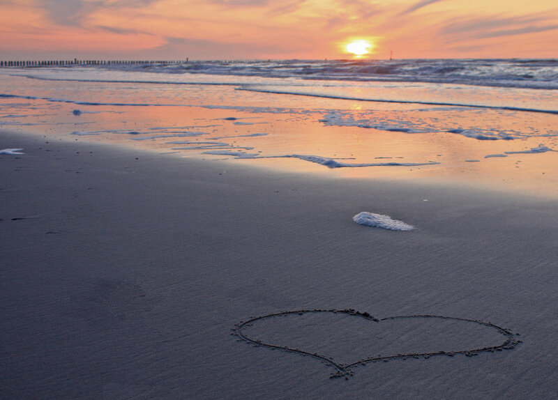 Heart Drawn in Sand — Orange
