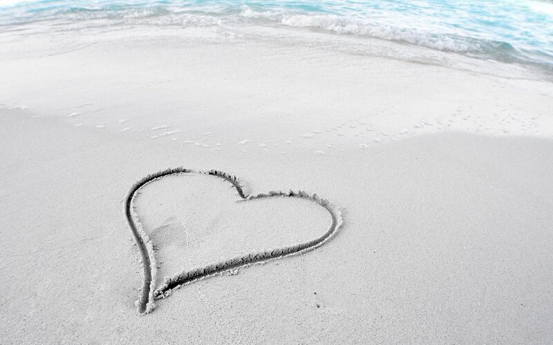 Heart Drawn in Sand — White, Serene, Afternoon