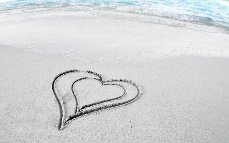 Heart Drawn in Sand — White, Serene
