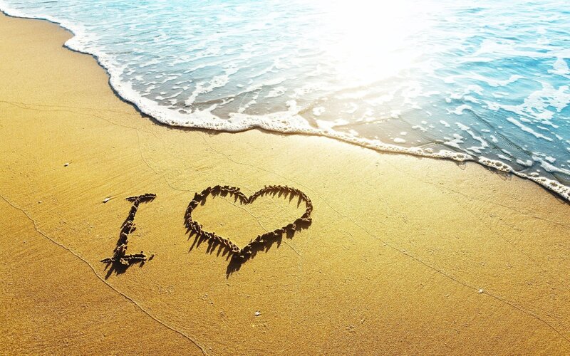 Heart Drawn in Sand — Yellow