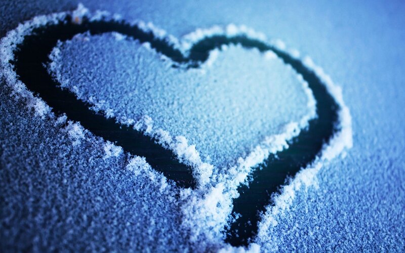 Heart Drawn in Snow — Blue