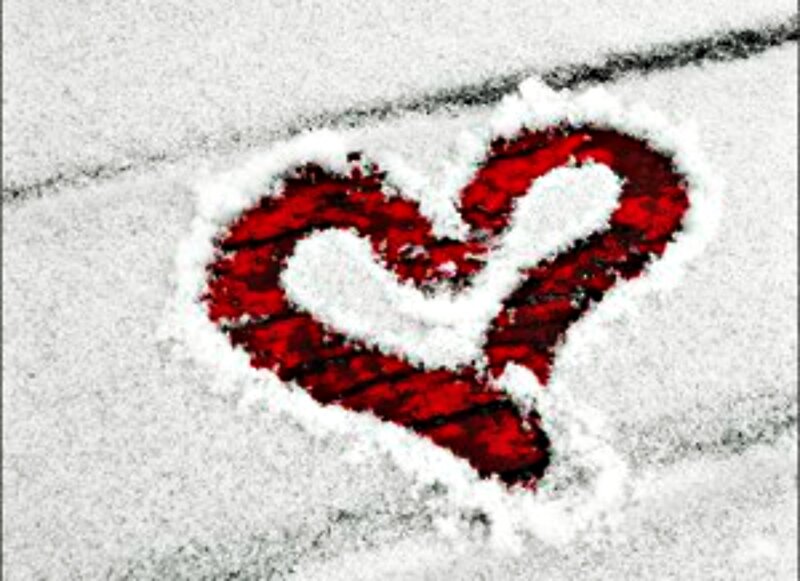 Heart Drawn in Snow — Red