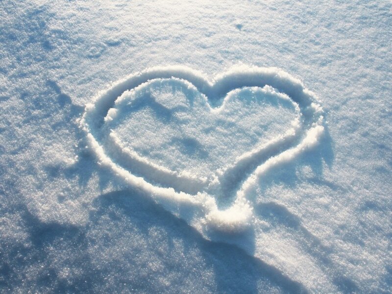 Heart Drawn in Snow — White, Serene