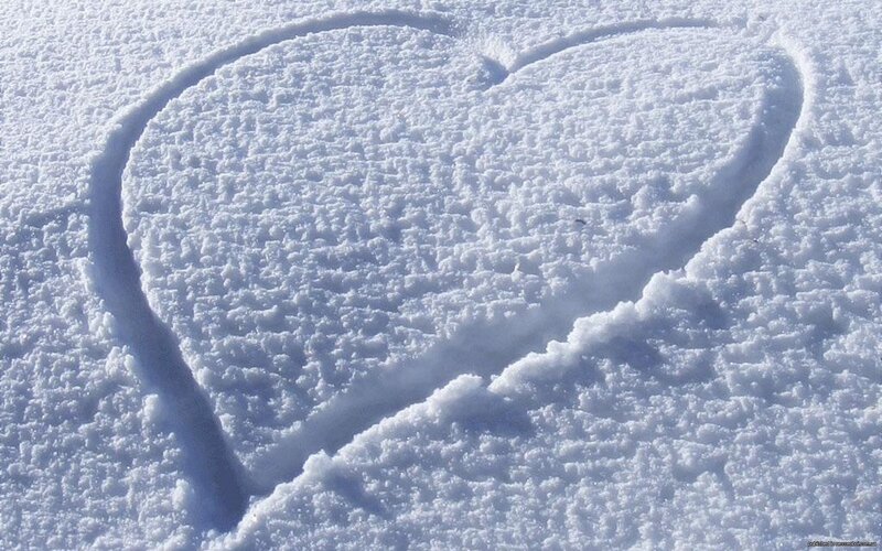 Heart Drawn in Snow — White, Serene, Winter
