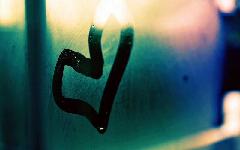 Heart Drawn on Glass — Blue
