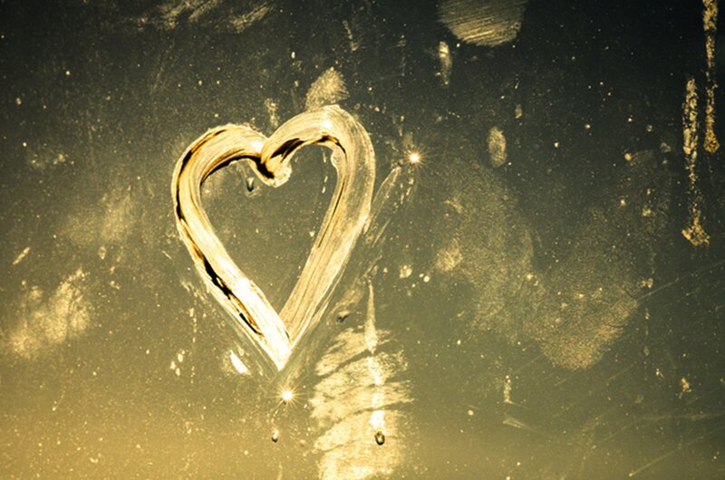 Heart Drawn on Glass — Gold