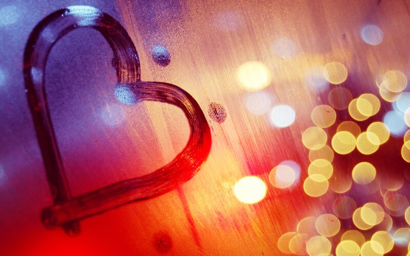 Heart Drawn on Glass — Red