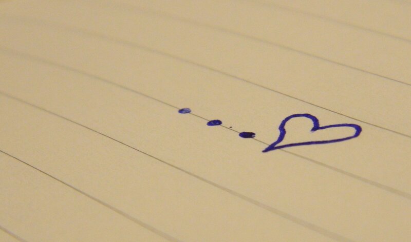 Heart Drawn on Paper — Blue