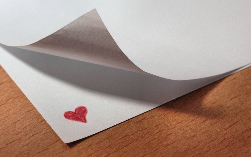 Heart Drawn on Paper — White