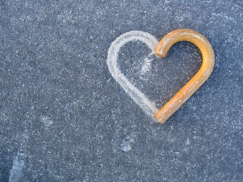 Heart drawn on pavement