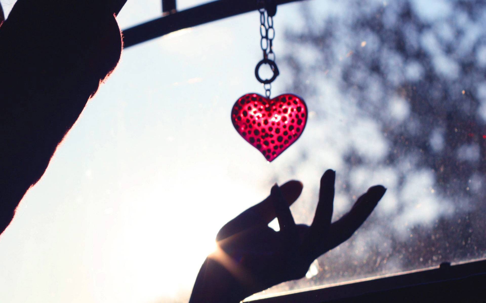 heart hanging in sunlight