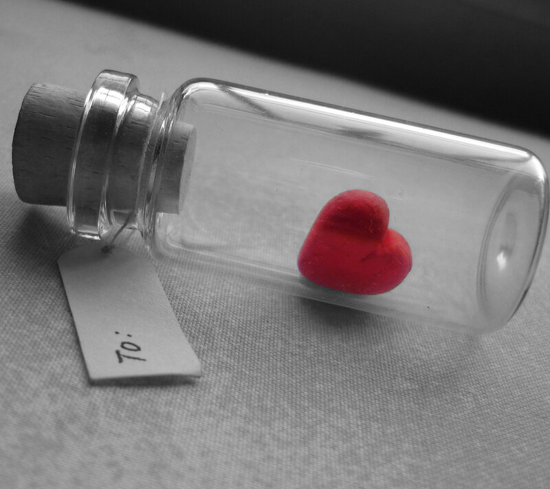 Heart in a Bottle — Red, Sentimental, Photograph