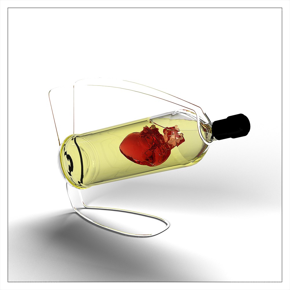 heart in a bottle sculpture