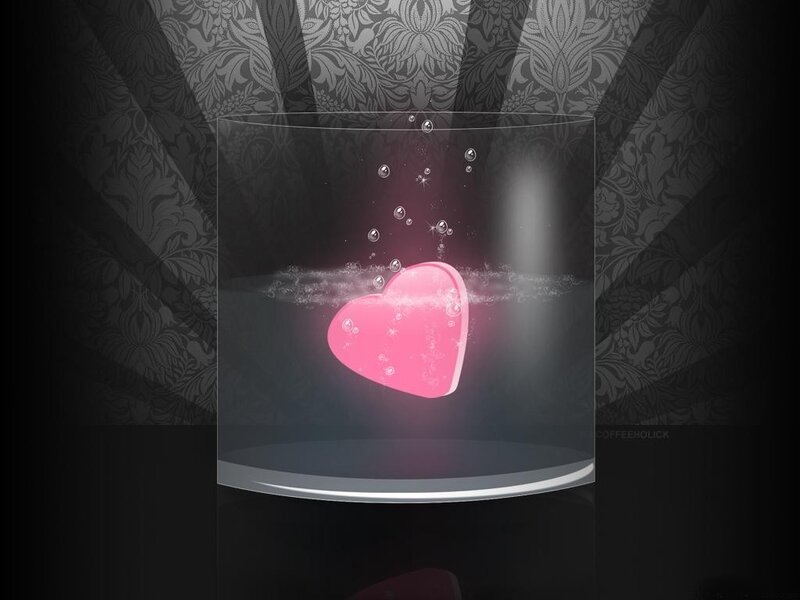 heart in a glass container