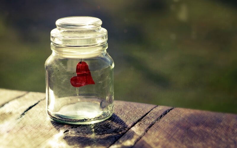heart in a glass jar