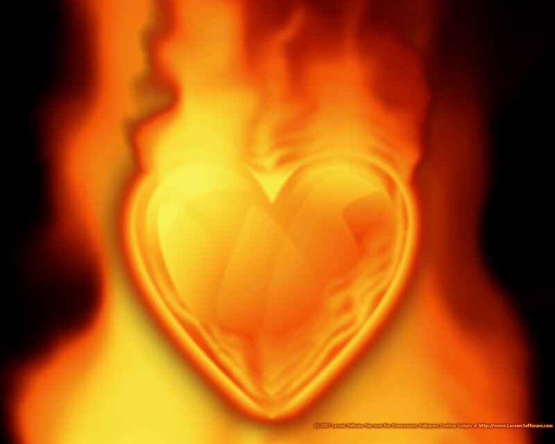 Heart in Flames — Orange, Dramatic, Digital Art