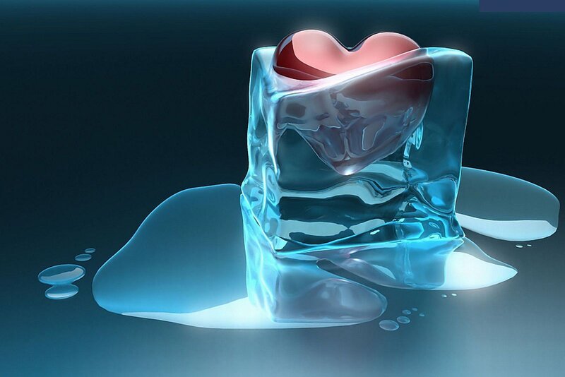 Heart in Ice Block — Blue