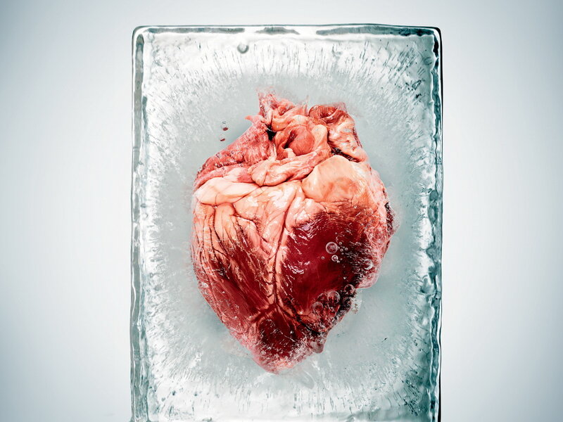 Heart in Ice Block — Red