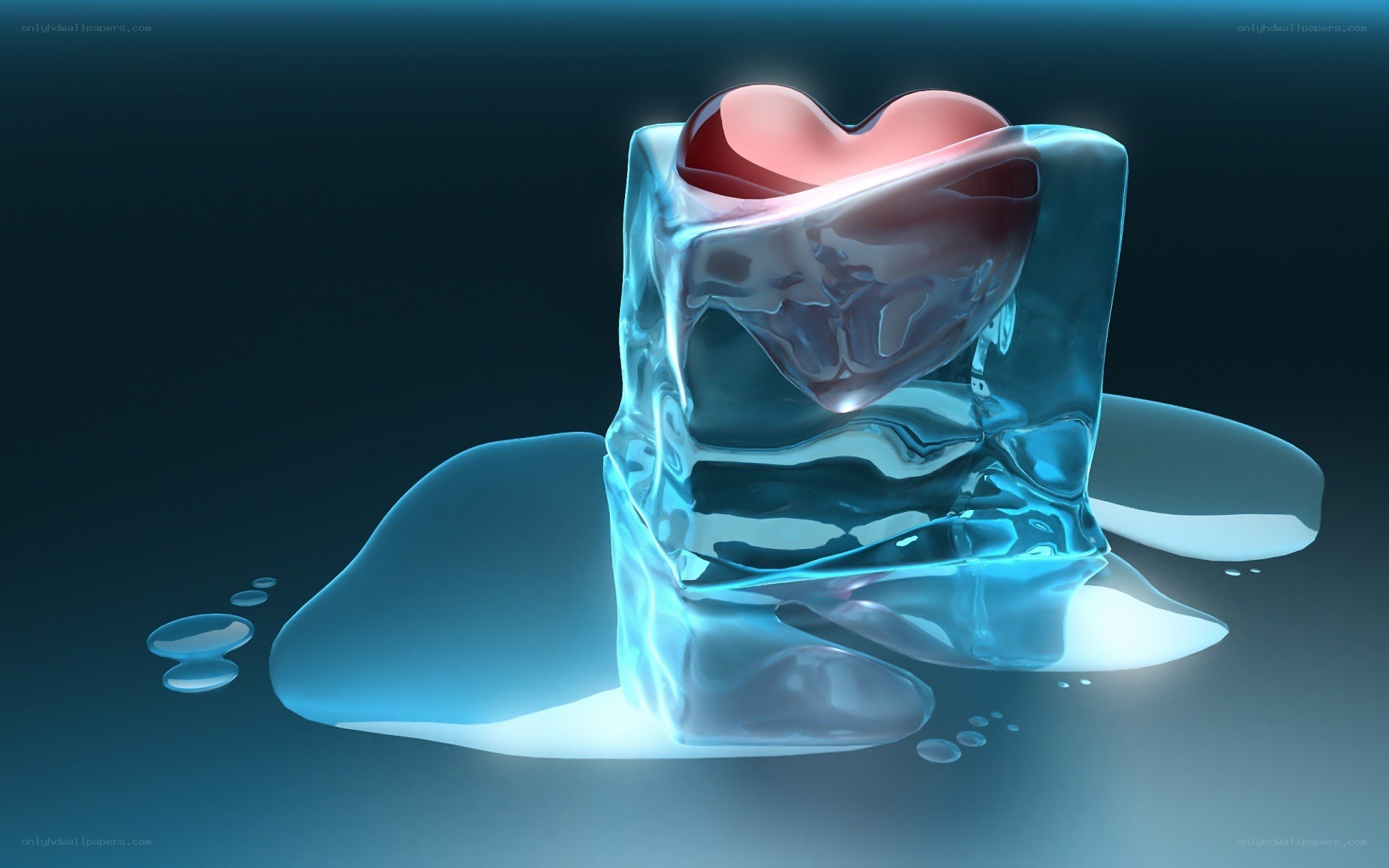heart in melting ice