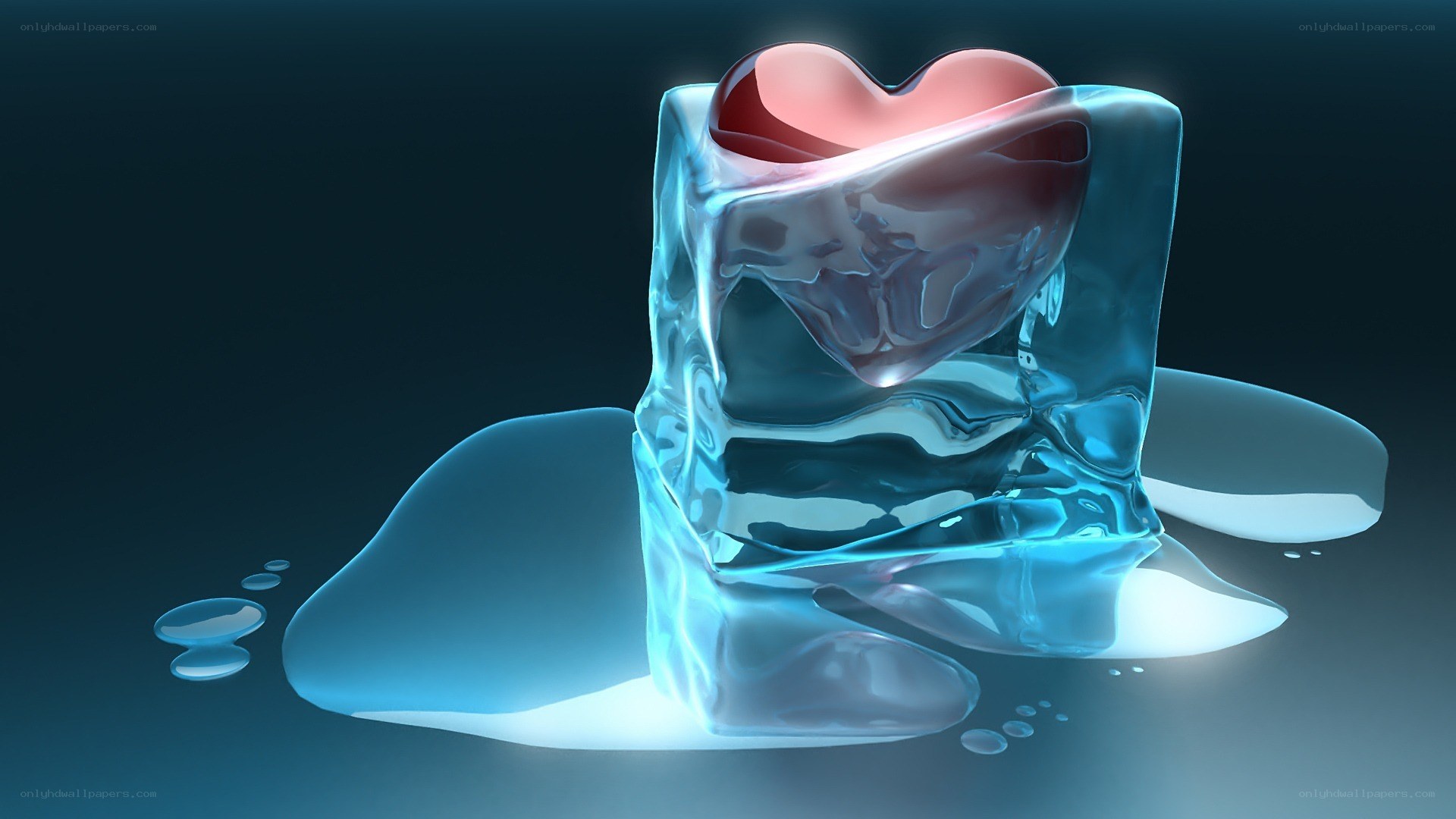 heart in melting ice