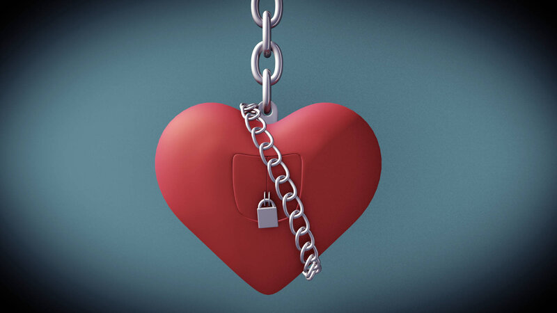 heart locked with chain