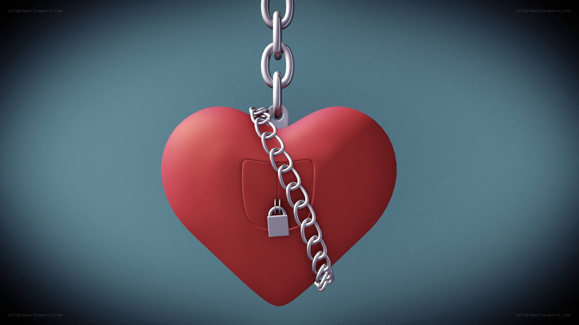 heart locked with chain