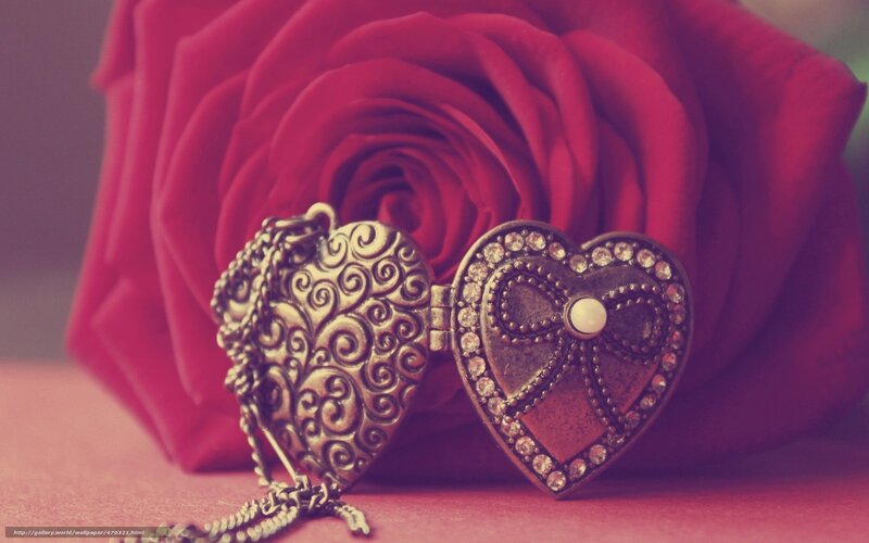 heart locket with red rose