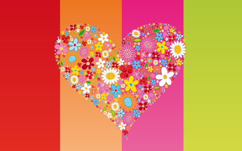 Heart Made of Flowers — Red, Cheerful