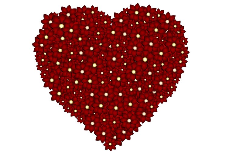 Heart Made of Flowers — Red, Romantic, Vector Art