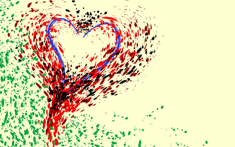 Heart Made of Paint Splatters — Red
