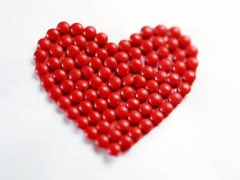 heart made of red beads