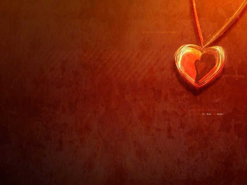 heart necklace on red background