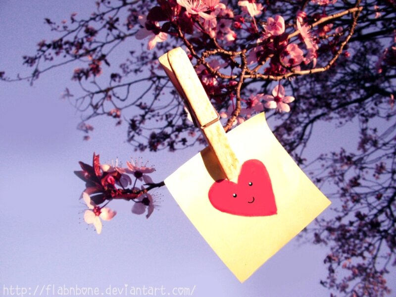 Heart Note on Branch — Yellow