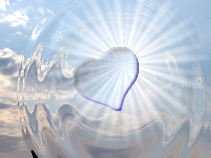 heart of light in a bubble