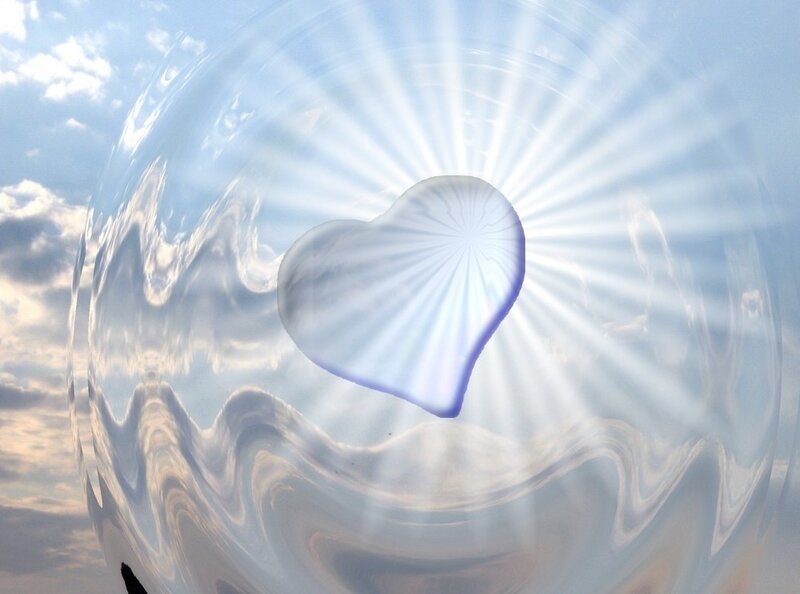 heart of light in a bubble