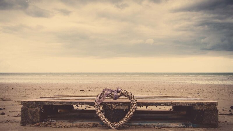 Heart on a beach bench