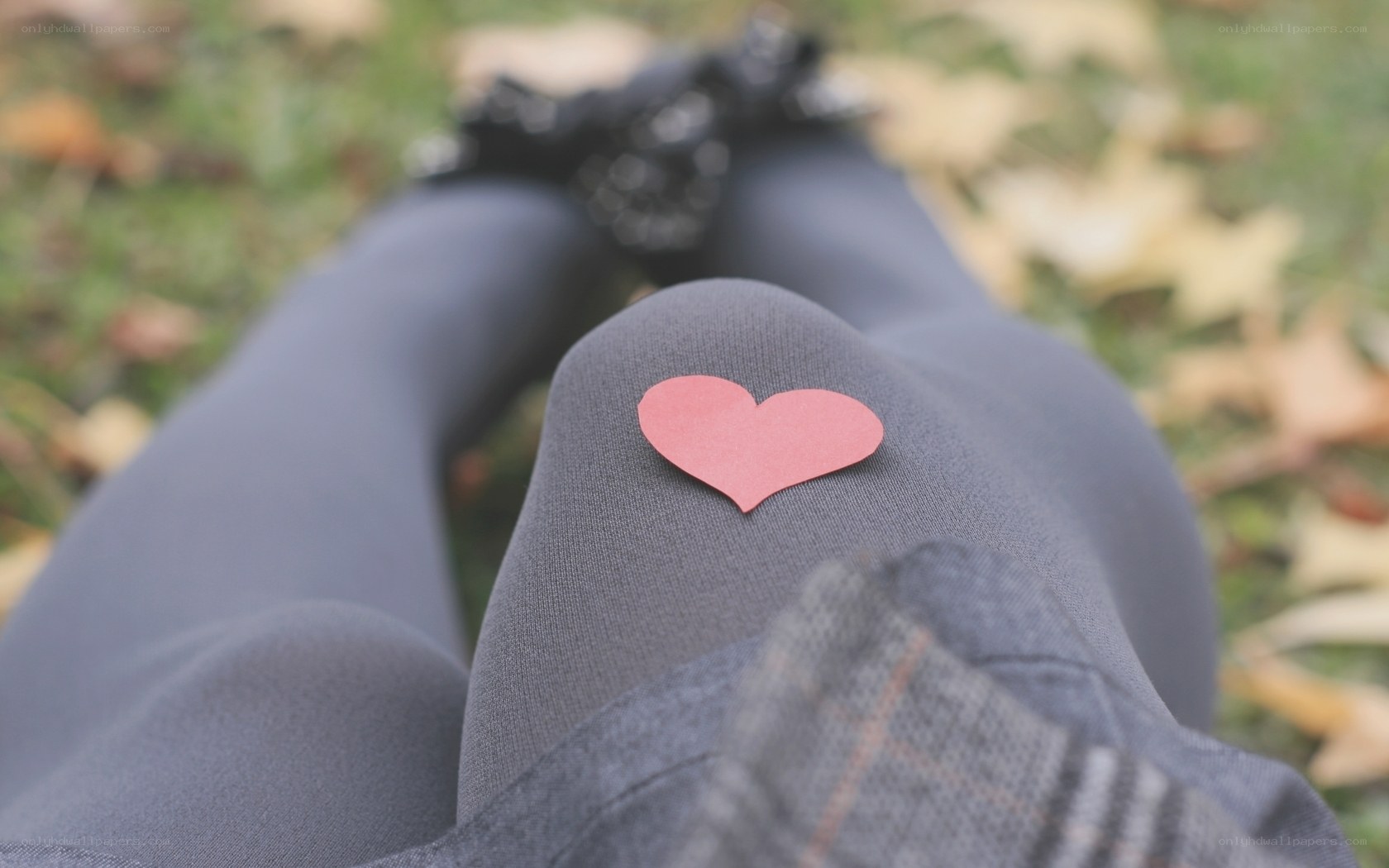 heart on knee in autumn