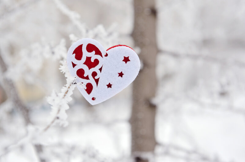 Heart Ornament on Branch — White